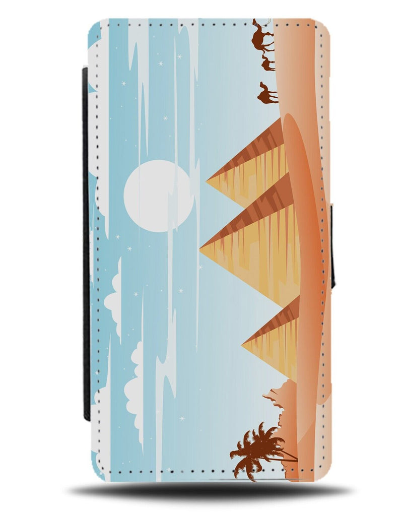 Great Pyramids Flip Wallet Case Egypt Giza Pyramid Egyptian Cartoon Scene AA28