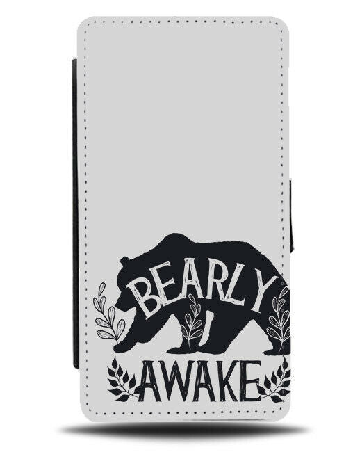 Tired Bear Flip Wallet Phone Case Bears Funny Sleepy Lazy Awake Animal Pun E471