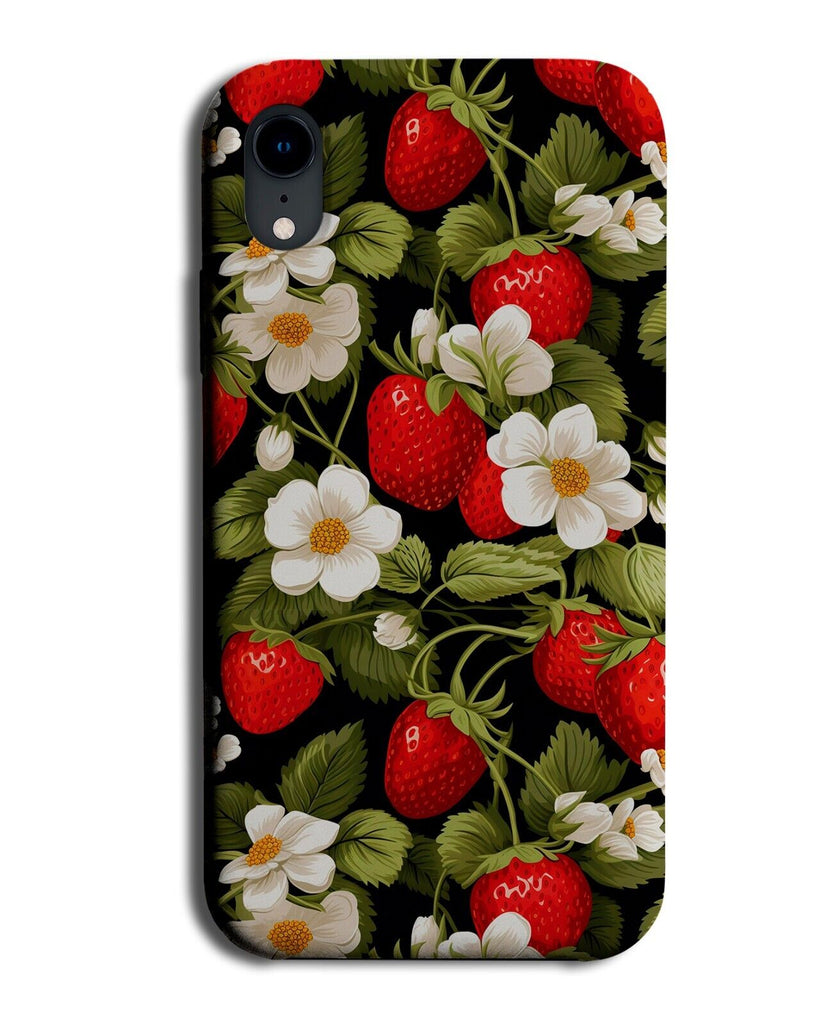 Vintage Floral Strawberries Phone Case Cover Daisy Strawberry Picture Black CQ81