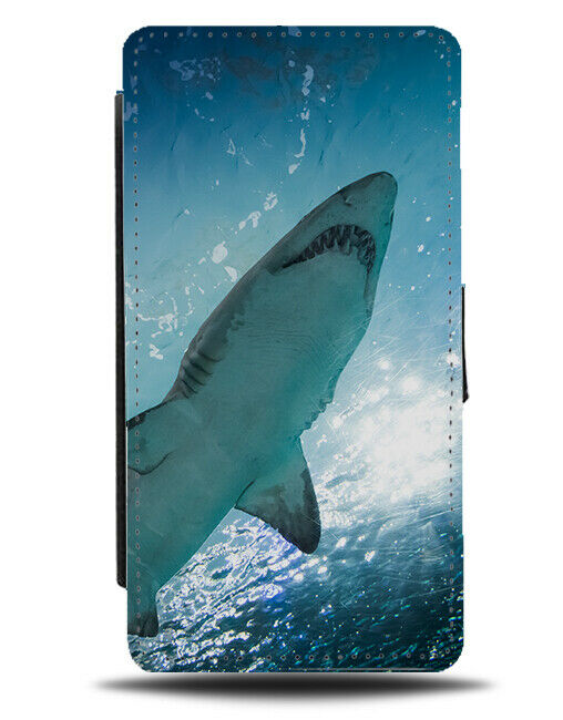 Underwater Great White Shark Flip Wallet Phone Case Sharks Sea Deep Blue A998