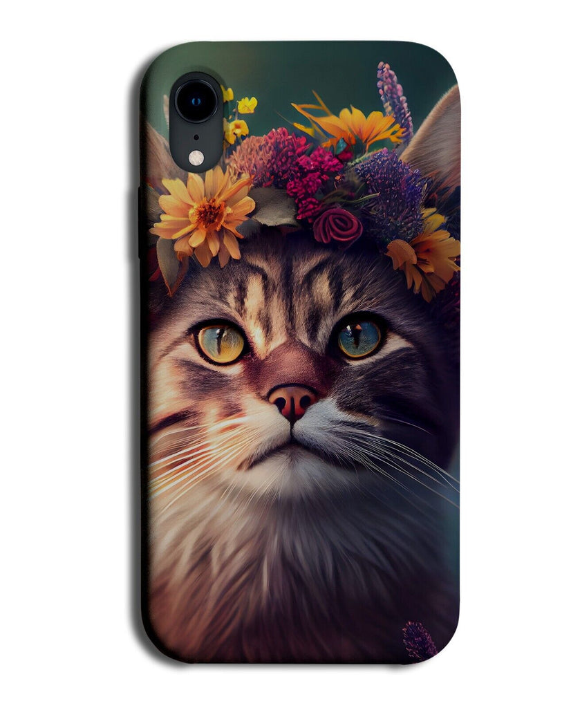 Maine Coon Cat In Flower Crown Phone Case Cover Floral Funny Novelty Cats CG16
