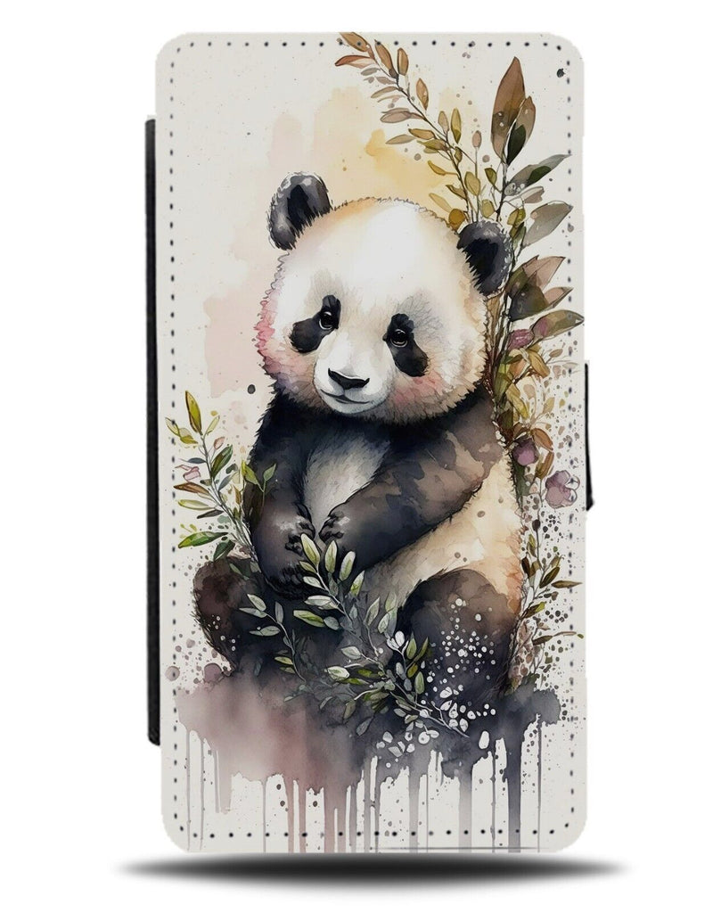 Dripping Giant Panda Bear Watercolour Painting Print Flip Wallet Case Drips AG77