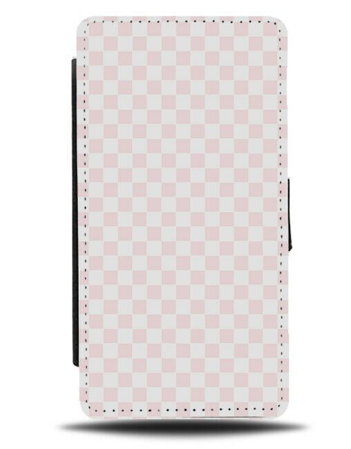 White and Baby Pink Chequered Squares Flip Wallet Case Squared F146