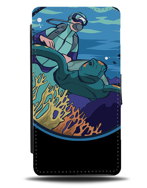Scubadiving Cartoon Flip Wallet Case Coral Reef Snorkelling Scuba Diving K247