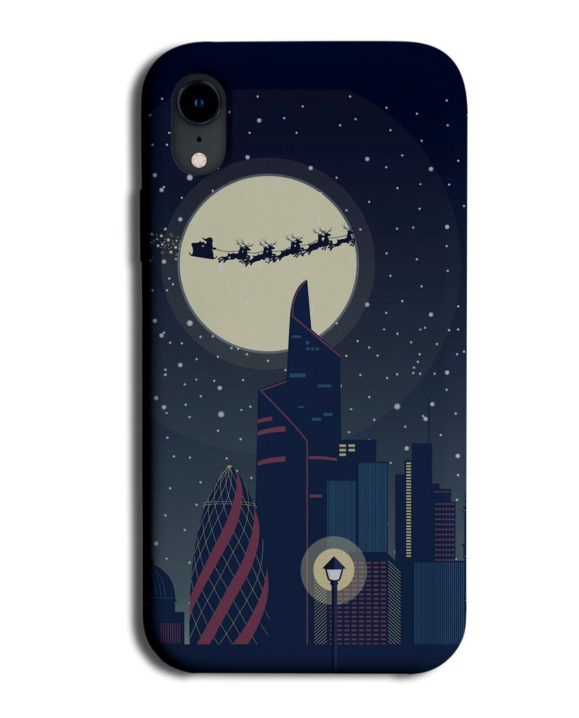 Santa Sleigh Flying Over London Skyline Phone Case Cover Santas Riding P951
