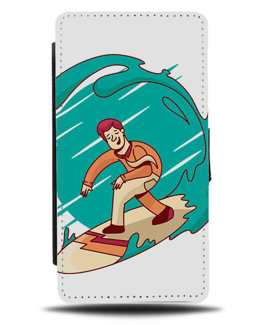 Surf The Waves Flip Wallet Case Through Wave Ocean Splash Surfing Surfboard K313