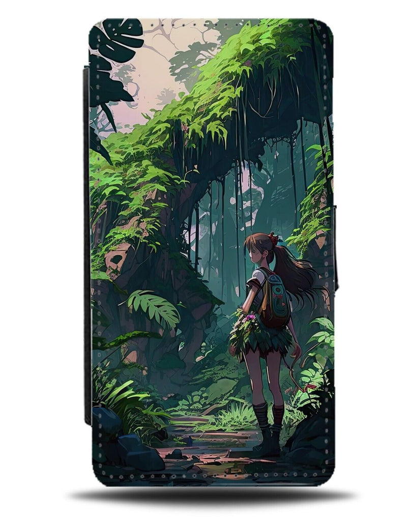 Anime Girl In The Jungle Flip Wallet Case Jungles Forrest Wild Japanese AC53