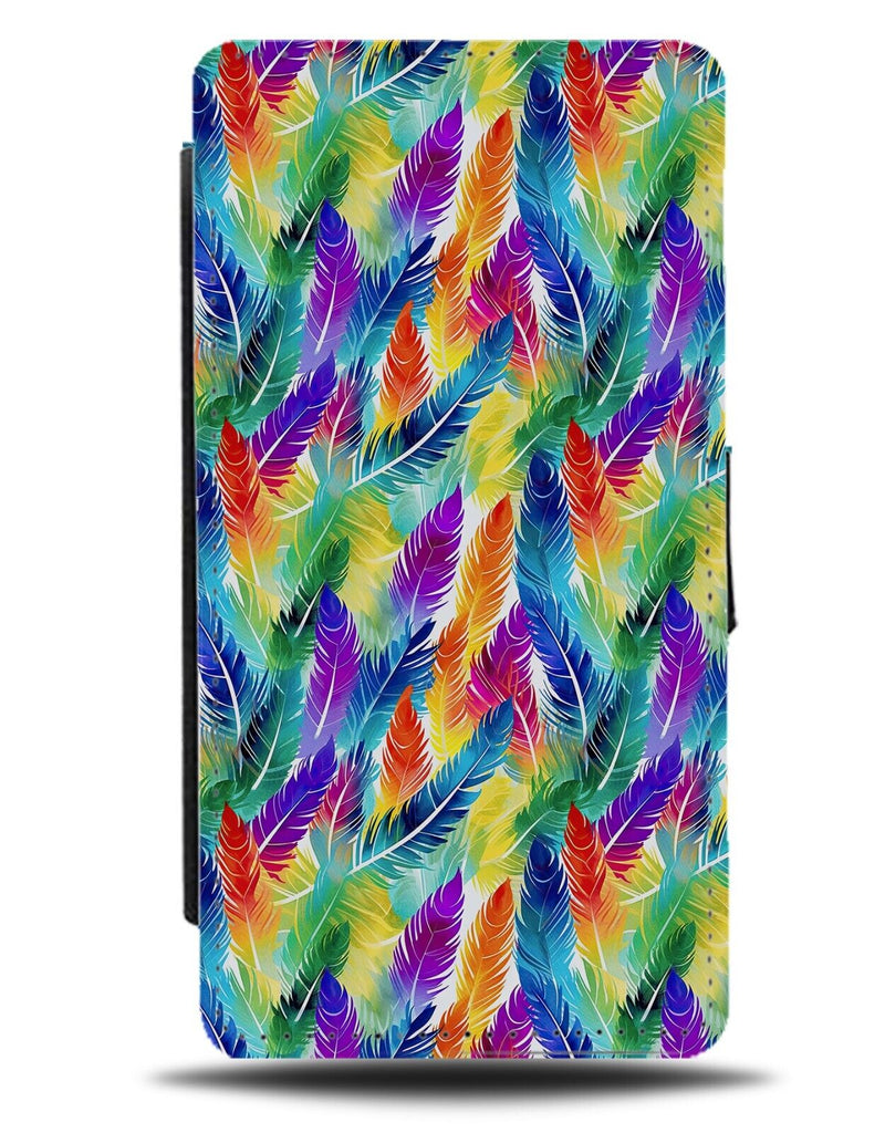 Colourful Feathers Flip Wallet Case Feather Rainbow Multicolour Birds Bird CL13