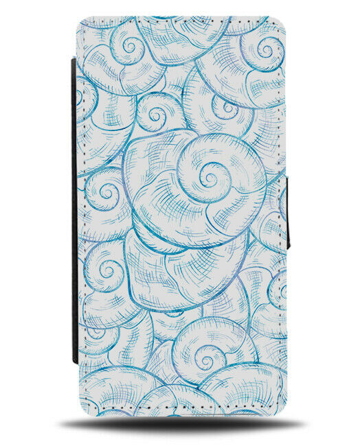 Snail Shell Flip Wallet Case Shells Snails Pattern Swirl Swirls White Blue F812