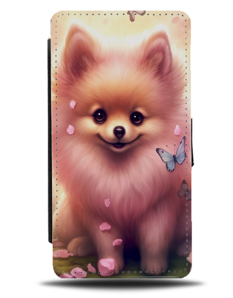 Pink Pomeranian Puppy Flip Wallet Case Dog Dogs Pup Dog Breed Breeds Girls DF45