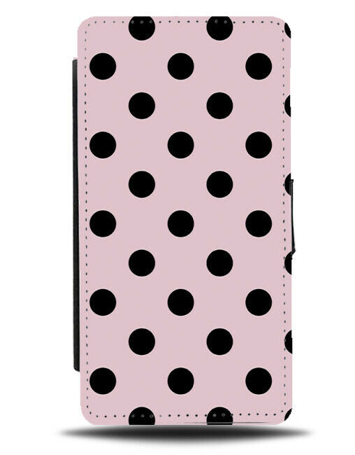 Pastel Pink With Black Polka Dot Flip Cover Wallet Phone Case Dotty Spots i574