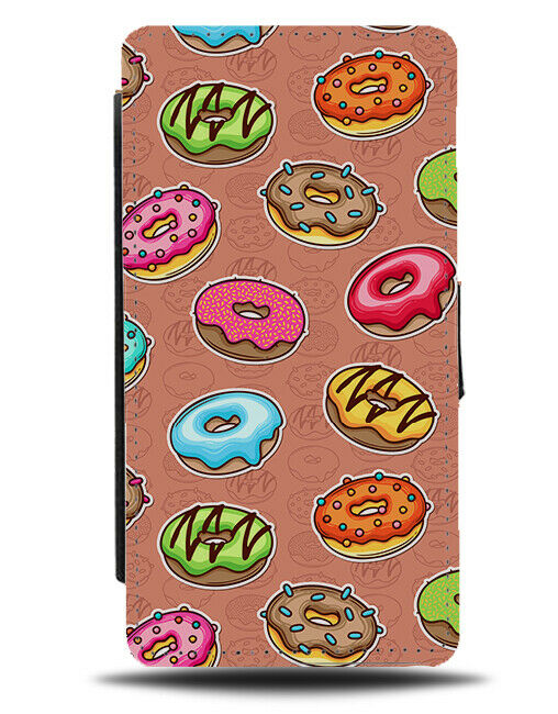 Colourful Doughnuts Pattern Flip Cover Wallet Phone Case Doughnut Cartoon D757