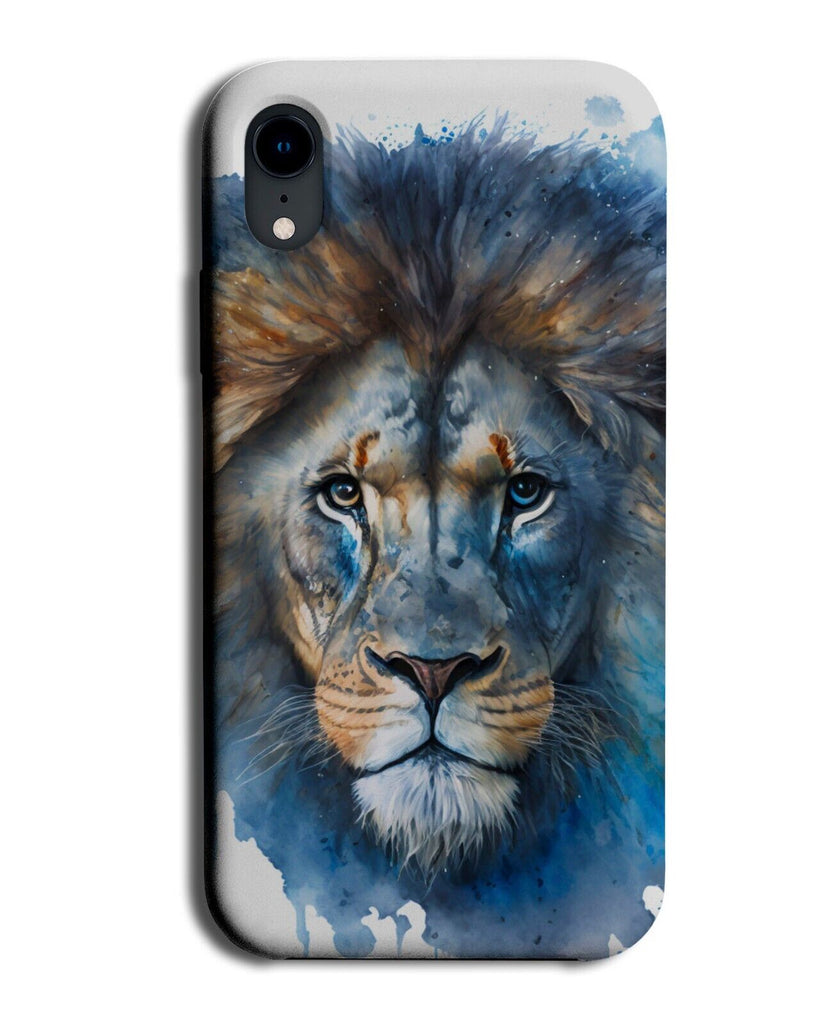 Blue Watercolour Lions Face Phone Case Cover Lion Oil Painting Novelty Art BF69