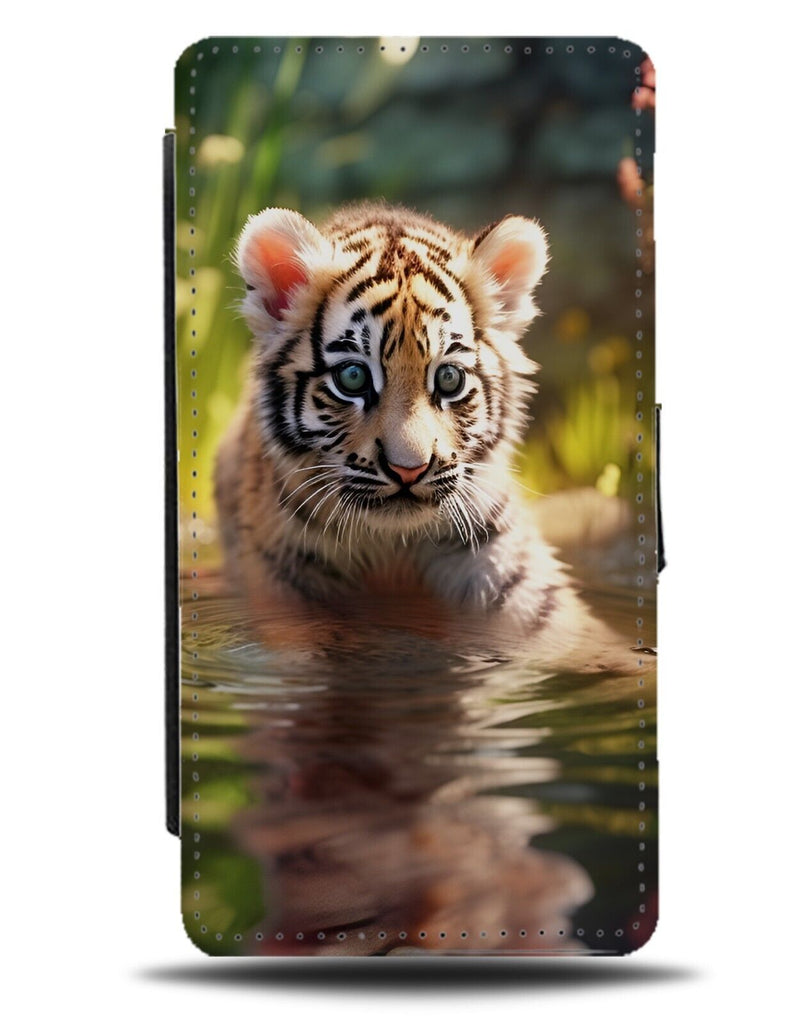 Tiger Cub Flip Wallet Case Cute Photo Picture Tigers Baby Infant Animal CR55