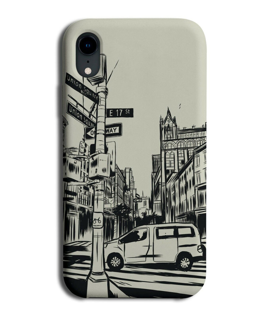 Sketched New York City Street Phone Case Cover Sketch Sidewalk Manhattan K388