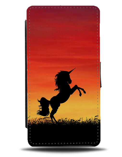 Unicorn Silhouette Flip Cover Wallet Phone Case Unicorns Sunset Sunrise i258
