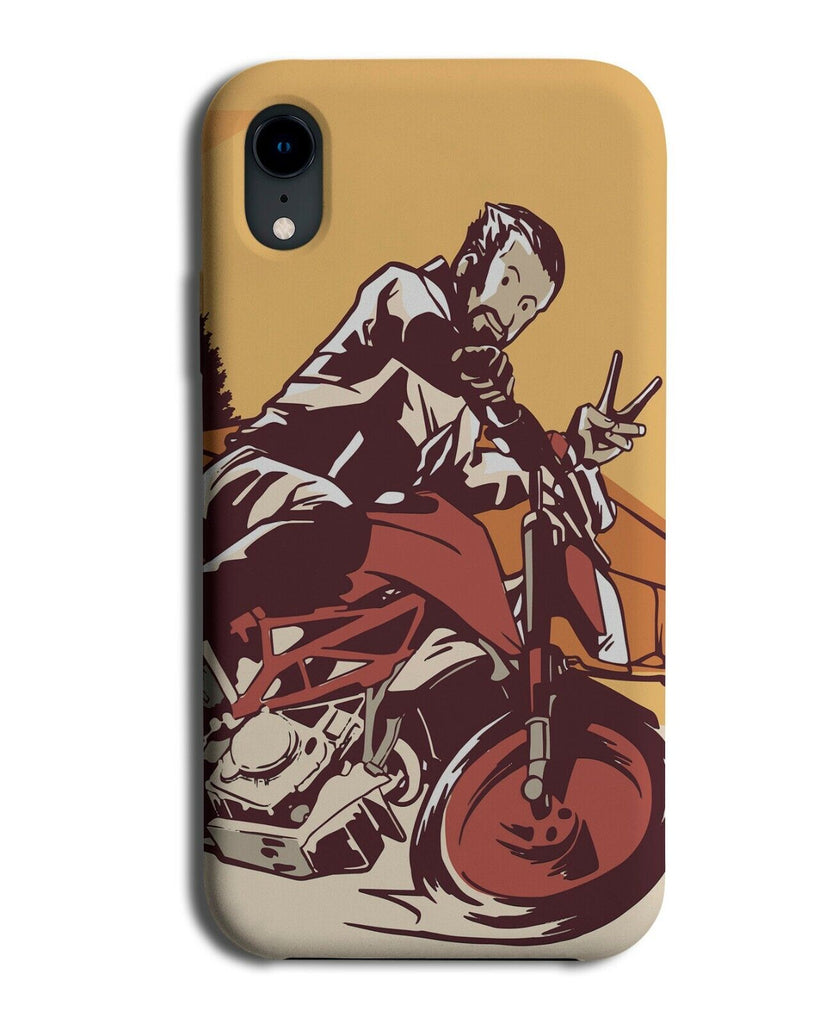 Cartoon Motorbike Rider Phone Case Cover Man Illustration Retro Poster J837