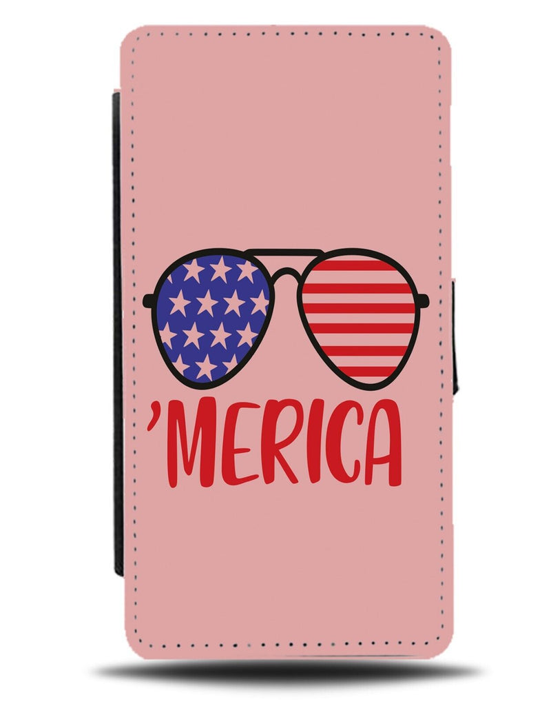 Girls Pink American Aviator Sunglasses Design Flip Wallet Case America BY86
