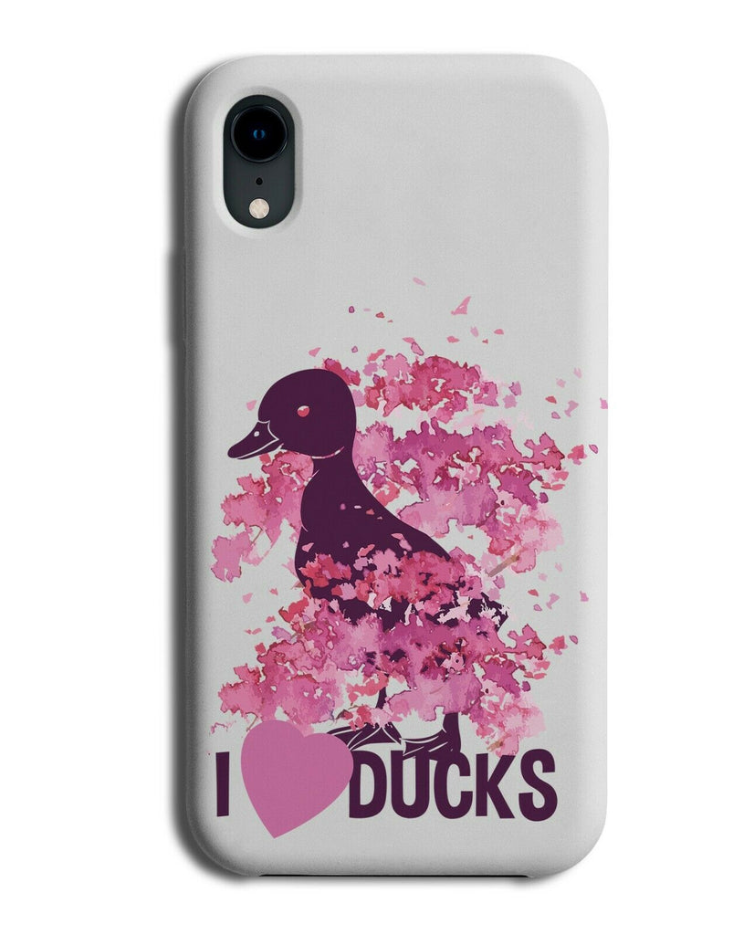 I Love Ducks Phone Case Cover Pink Duck Oil Painting Flowers Floral Pink E379