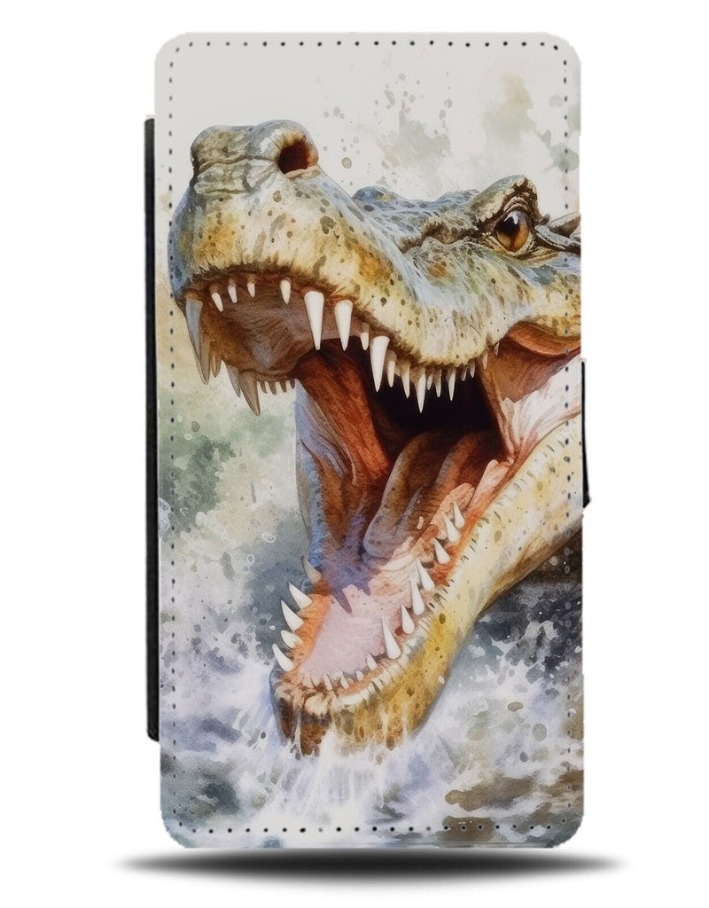 Alligators Jaws Flip Wallet Case Alligator Gator Teeth Bite Angry Scary DC26