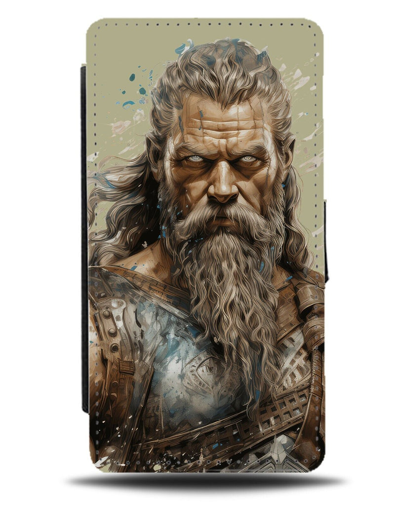 Possessed Viking Flip Wallet Case Long Bearded Blonde Warrior Vikings Style CT45