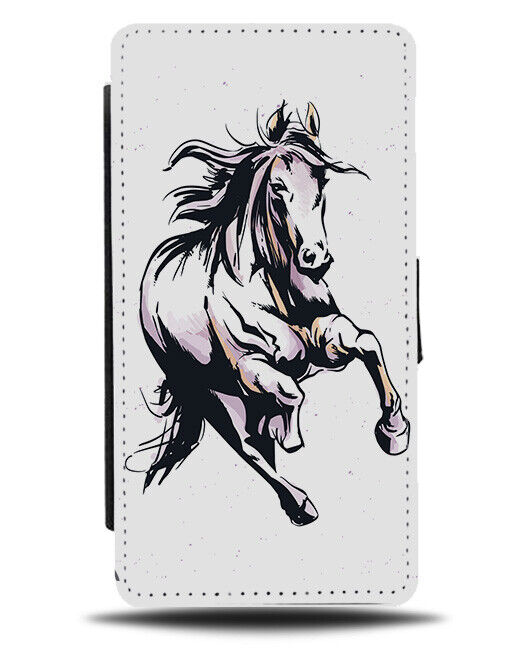 Stylish Horse Running Flip Wallet Case Horses Face Body Outline Stencilling J519