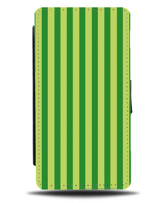 Mens Green Striped Flip Wallet Case Boys Colour Shades Vertical Stripes G420