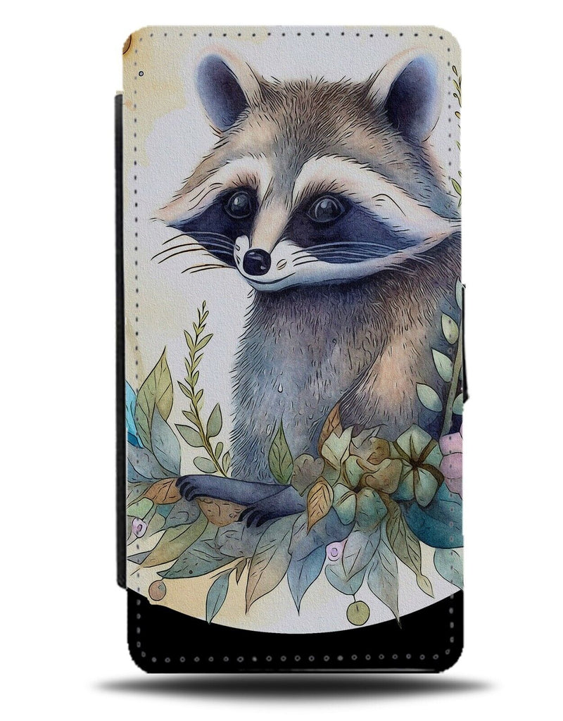 Floral Raccoon Flip Wallet Case Raccoons Flowers Animal In Flower Wild CD26