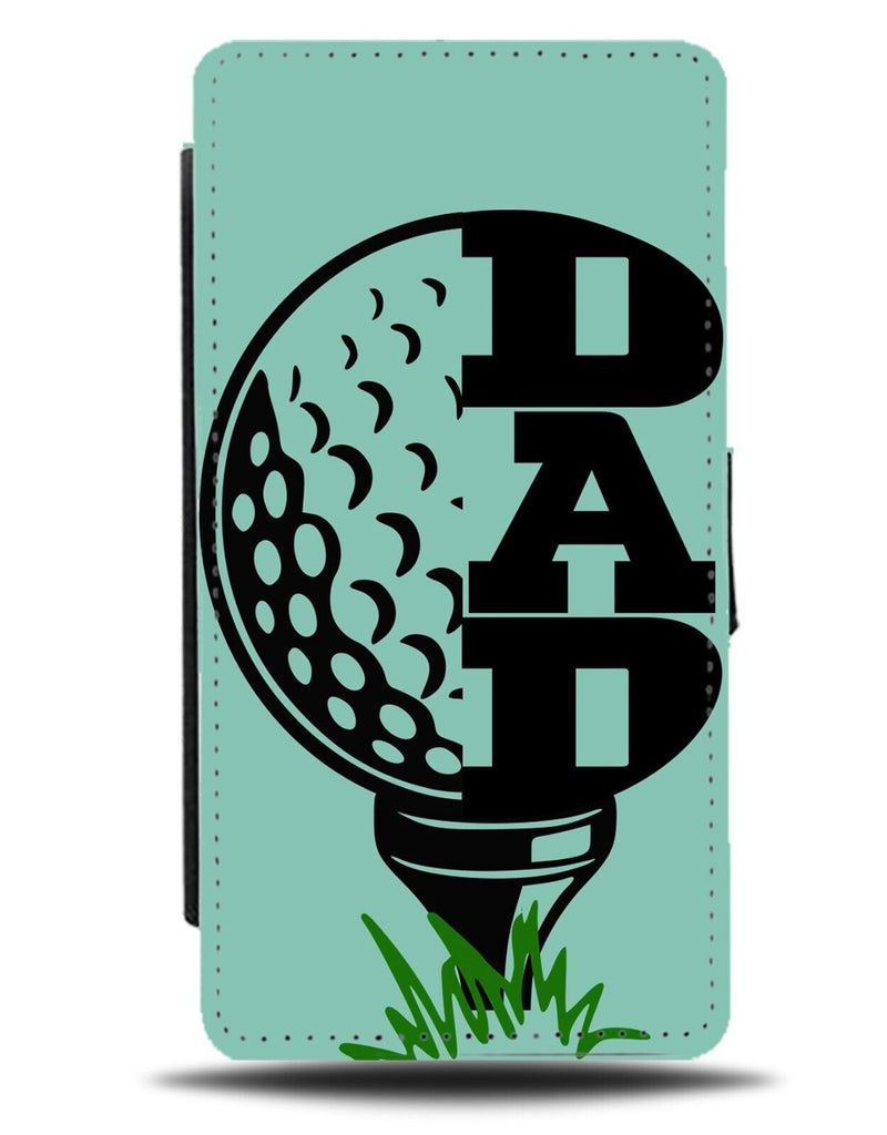 Dad Golfball Flip Wallet Case Dads Golf Ball Picture Mens Boys Blue Word AS21