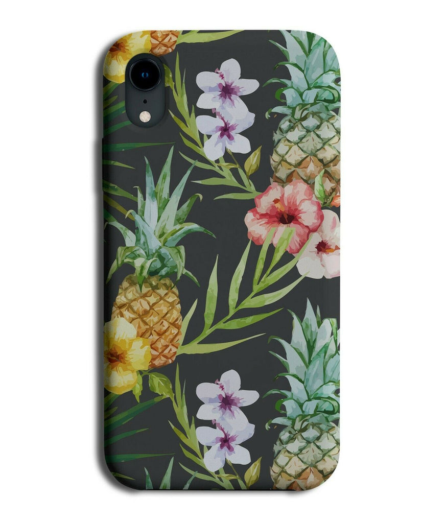 Grunge Theme Tropical Flowers and Fruit Phone Case Cover Style Pineapples H013