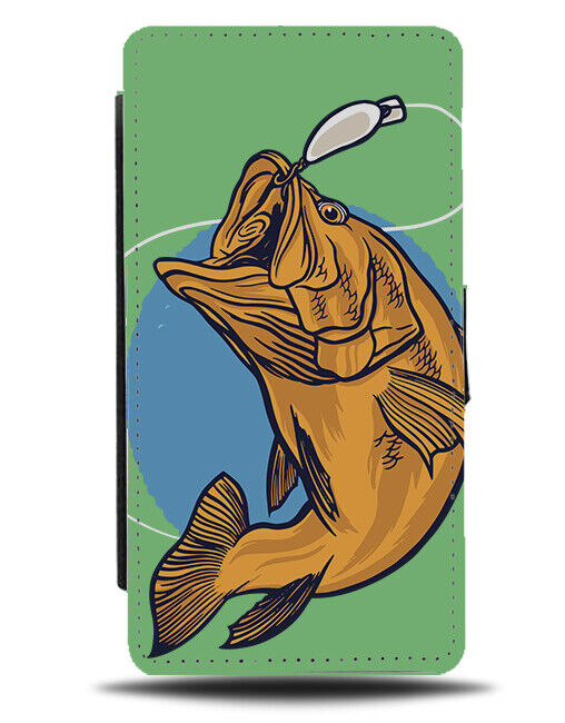 Fish Catching Bait Carton Design Flip Wallet Case Fishing Jumping Rod Hook J339