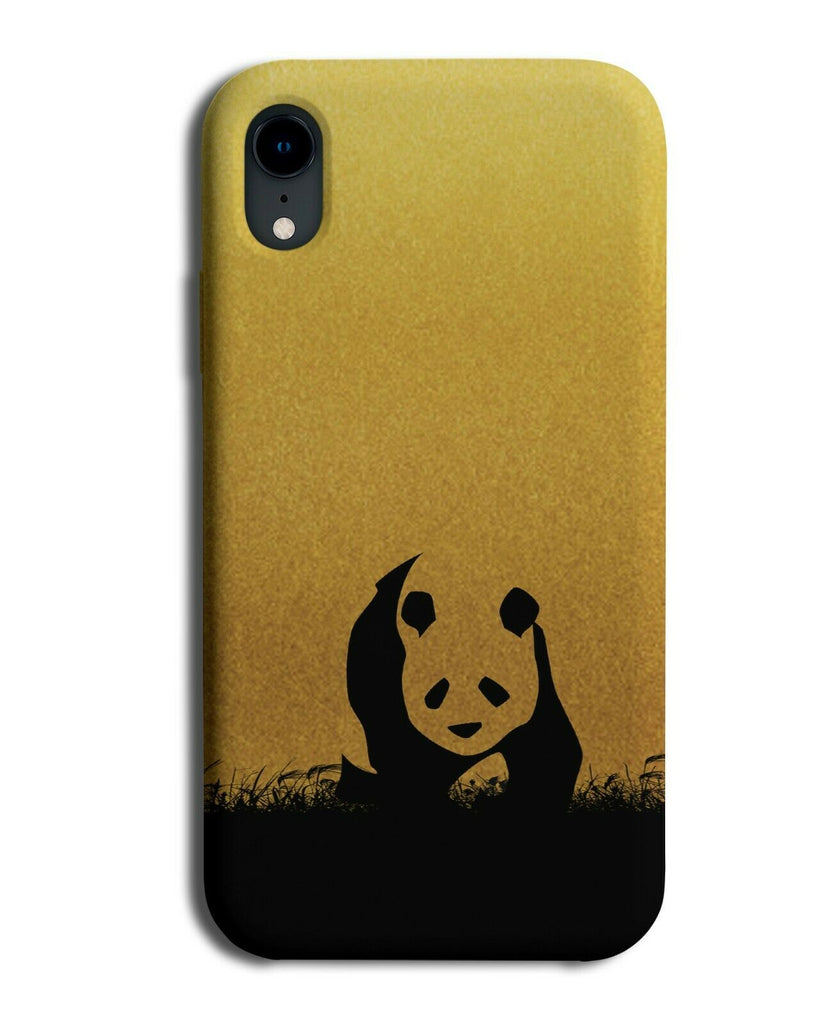 Panda Bear Silhouette Phone Case Cover Gold Golden Black Giant Pandas I001