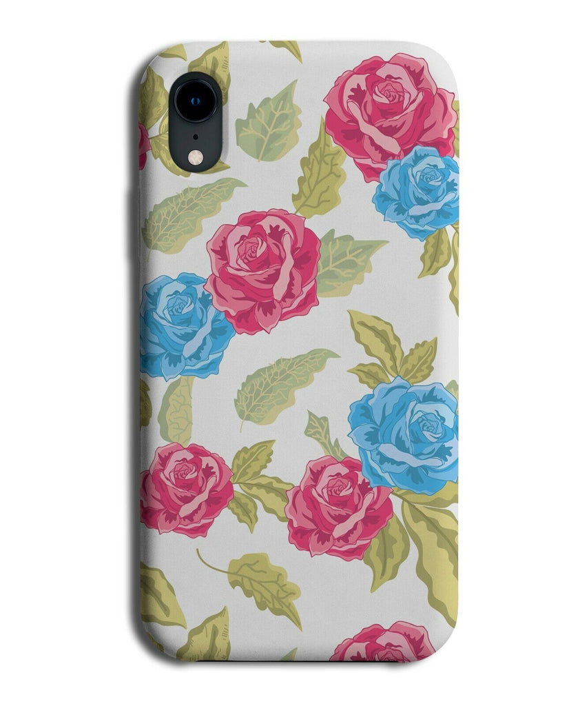 Red Roses Flowers Phone Case Cover Flower Floral Blue Coloured Colour K856
