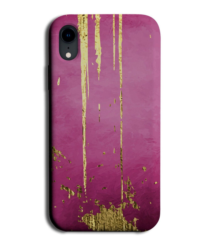 Gold and Pink Distressed Print Phone Case Cover Golden Paint Marks Distress AT80
