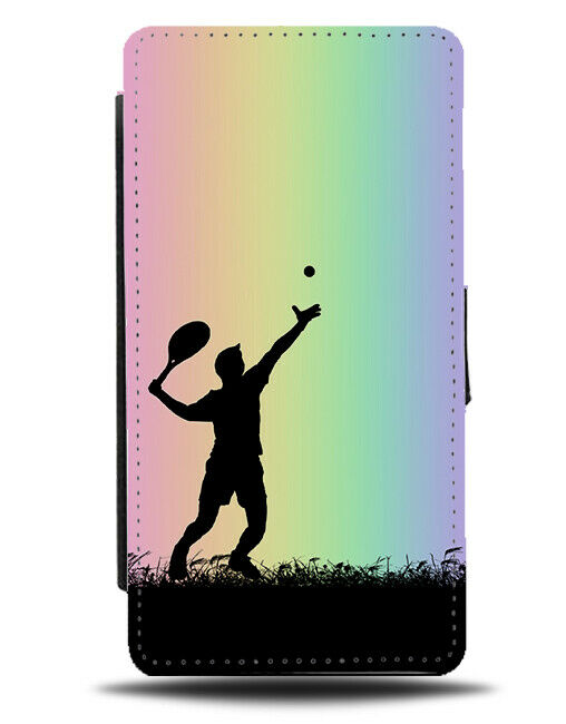 Tennis Flip Cover Wallet Phone Case Player Racket Ball Colourful Rainbow i666