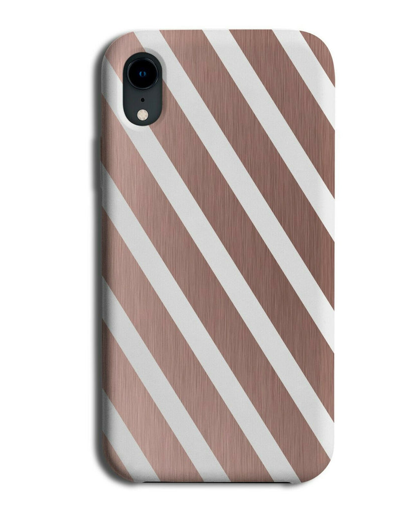 Rose Gold & White Diagonal Stripes Phone Case Cover Striped Print Style i836