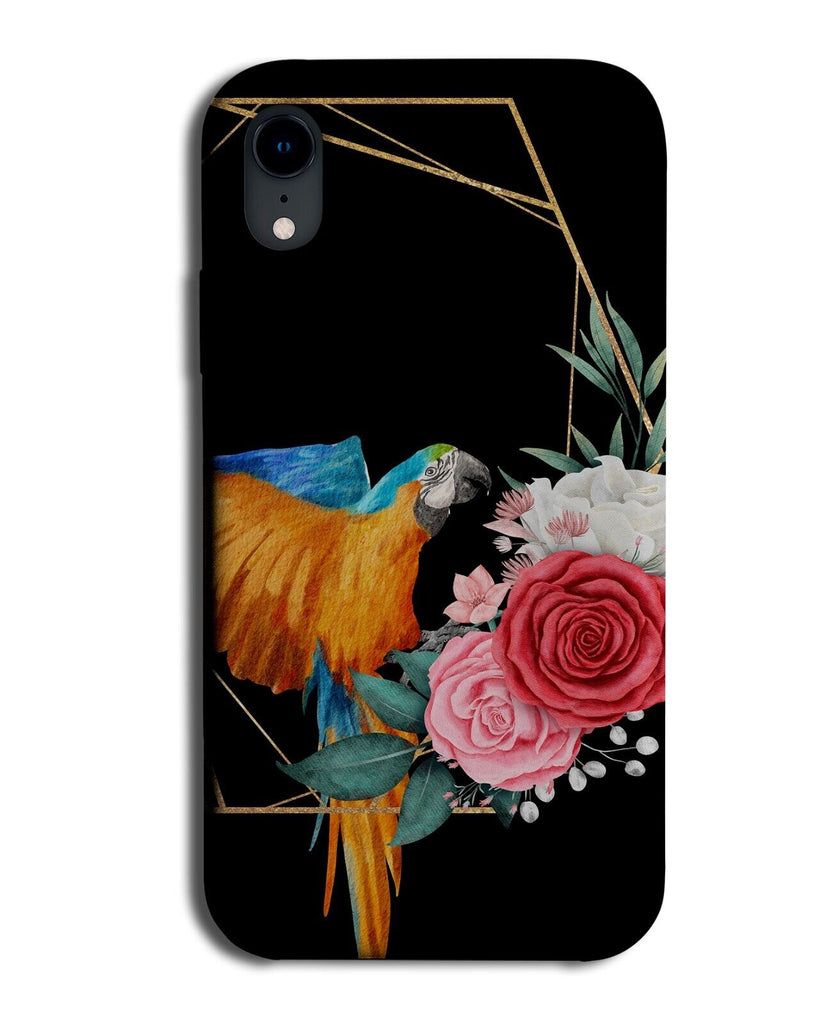 Parrot Floral Phone Case Cover Flowers Rose Roses Birds Bird Parrots Black BP85