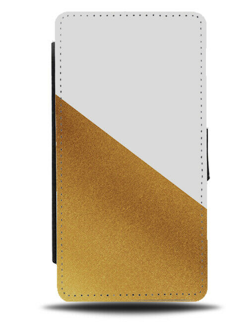 White and Gold Colour Flip Cover Wallet Phone Case Colours Golden Print i357