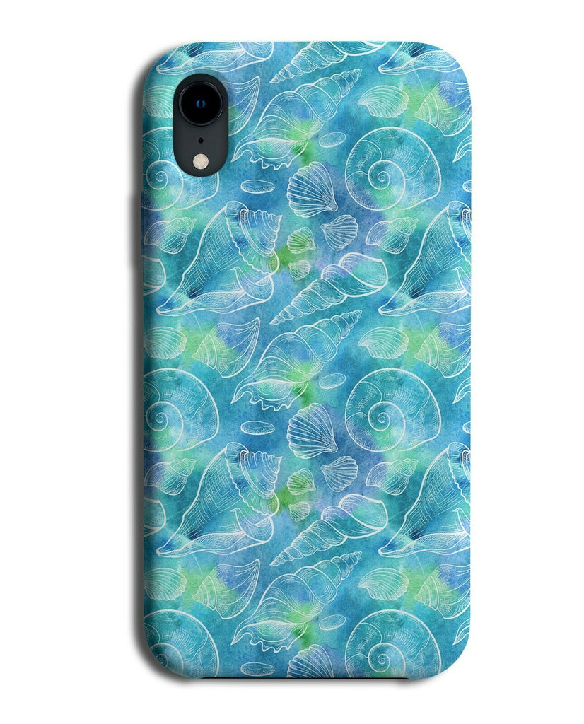 Blue and Green Design and White Seashell Shapes Phone Case Cover Silhouette F819