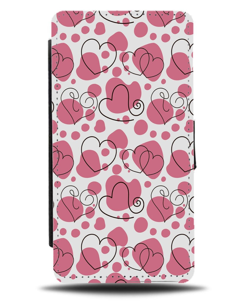 Hot Pink Love Hearts Pattern Flip Wallet Case Shape Shapes Girls Girls Dark BC20