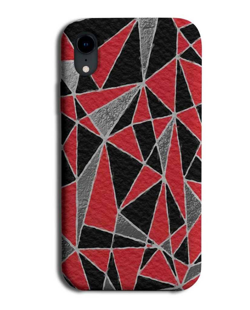 Grey Red and Black Abstract Design Phone Case Cover Pattern Triangle Shapes F178