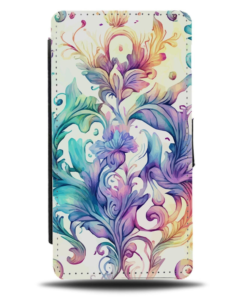Colourful Watercolour Flowers Flip Wallet Case Floral Design Print Rainbow BC83