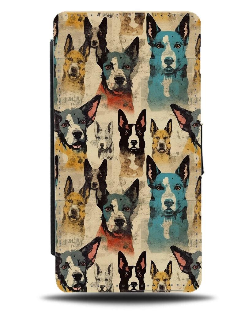 Vintage Style Painting Of Dogs Flip Wallet Case Dog Breeds Doberman Heads CA16