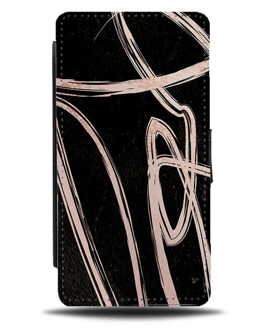Abstract Rose Gold Art Flip Wallet Case Coloured Colour Lines Paint Marks G335