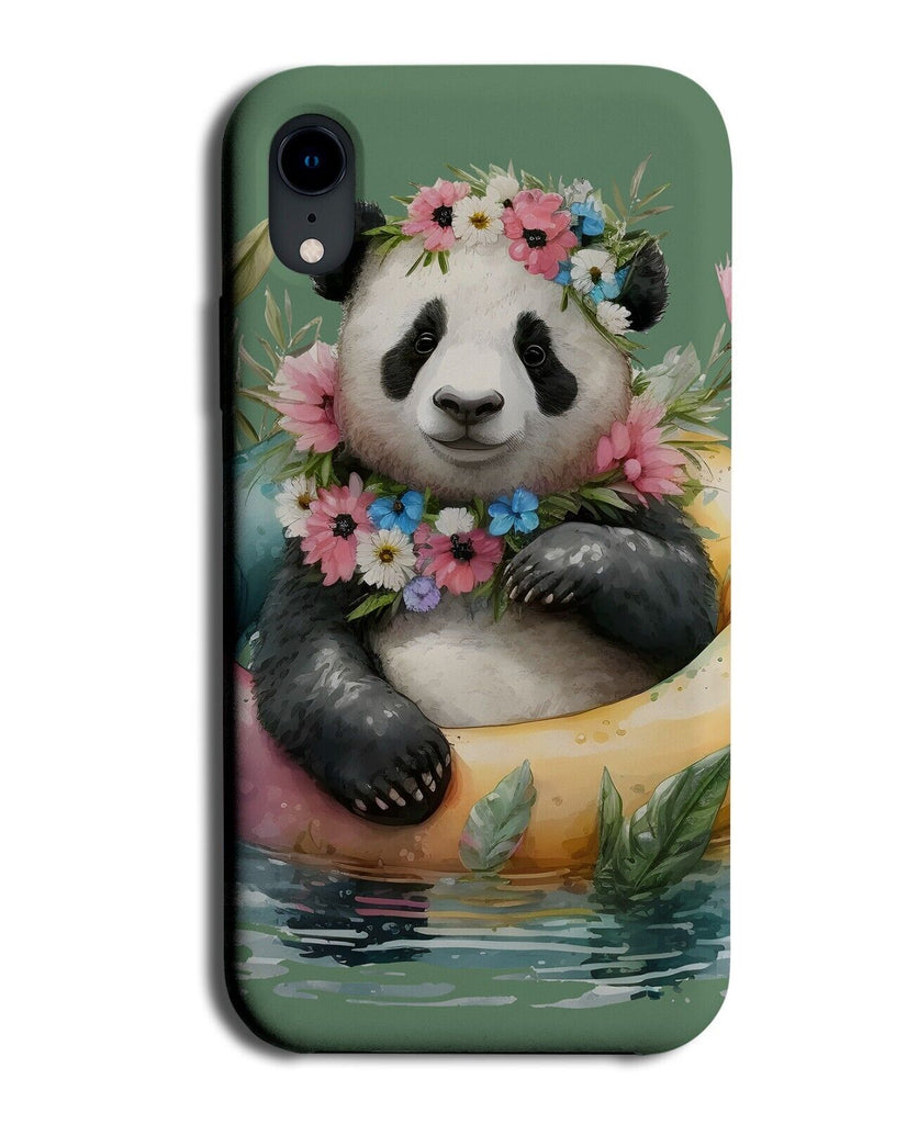 Panda Swimming Phone Case Cover Pool Pandas Novelty Flower Crown Floral AH79