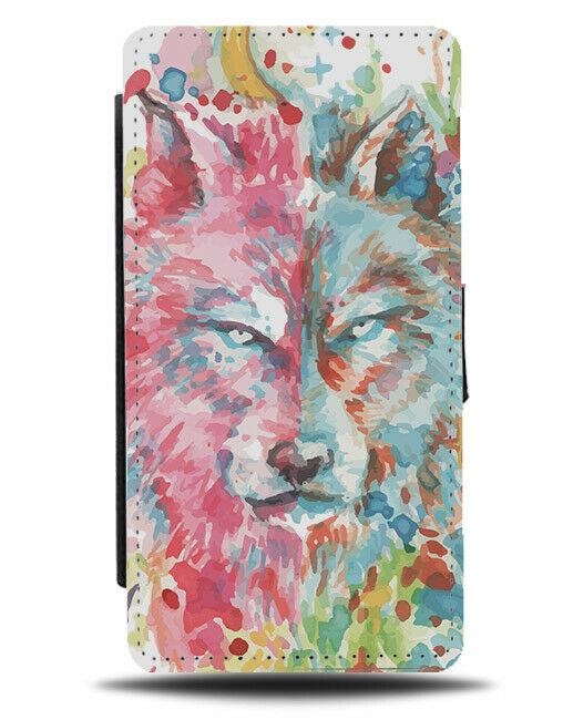 Wolf Flip Wallet Phone Case Wolves Painting Art Artwork Picture Face Head E410
