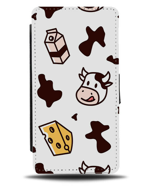 Cow Print Flip Wallet Case Cows Dairy Milk Cheese Skin Spots F202