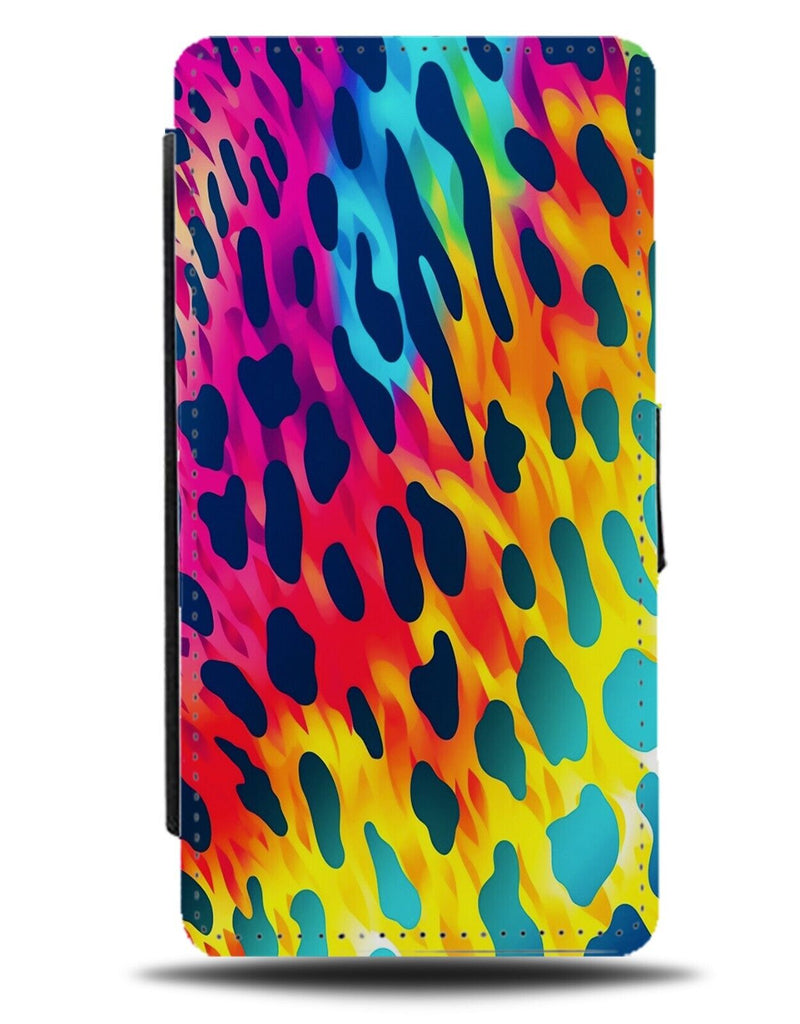 Rainbow Leopard Print Flip Wallet Case Skin Fun Dots Colours Kids Childrens CA94