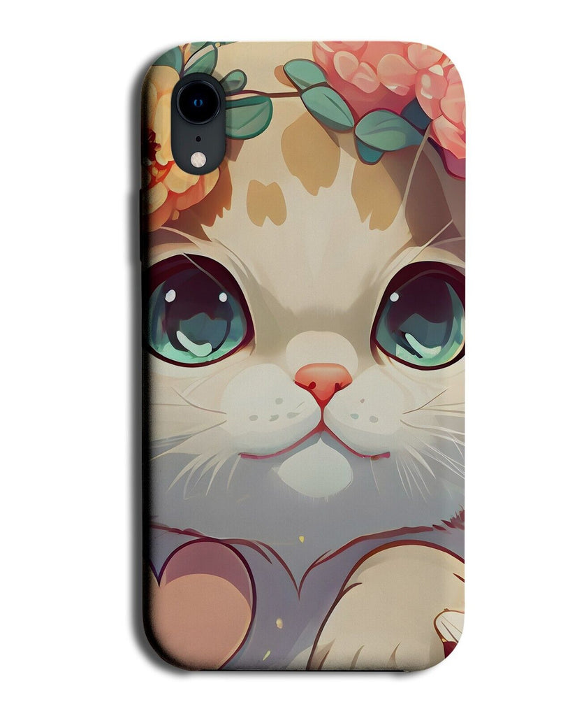 Funny Sad Cat Phone Case Cover Cartoon Drawing Anime Style Japanese Japan AF72