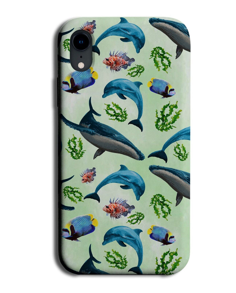 Marine Life Phone Case Cover Dolphins Whales Ocean Whale Dolphin Painting AV55